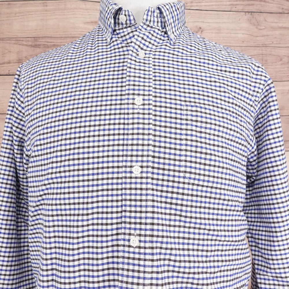 Cremieux Classics Shirt Mens L Blue Check Long Sleeve Button-Up Classic Fit